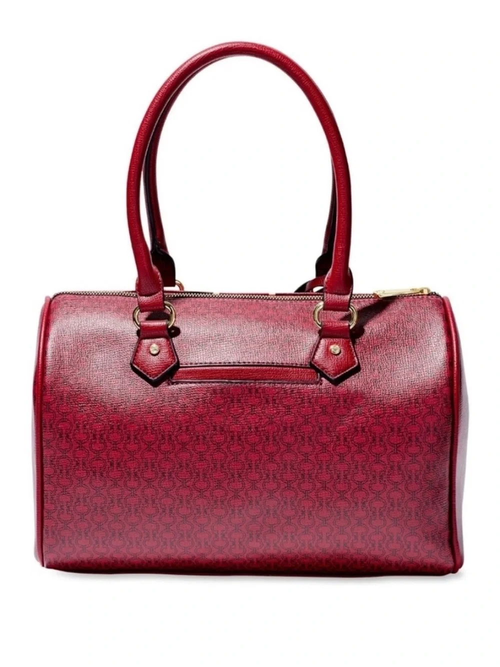 C. Wonder Red Leather Satchel with Cream Stripe